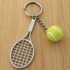 Porte-clés raquette de tennis argentée et sa balle - vue V2