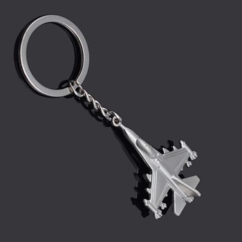 Zilveren oorlogsvliegtuig sleutelhanger