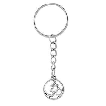 Aum Om sleutelhanger, zilveren hindoeïstisch spiritueel symbool