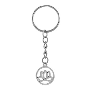 Zilveren lotusblad sleutelhanger
