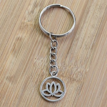 Zilveren lotusblad sleutelhanger