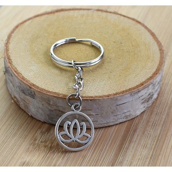 Zilveren lotusblad sleutelhanger