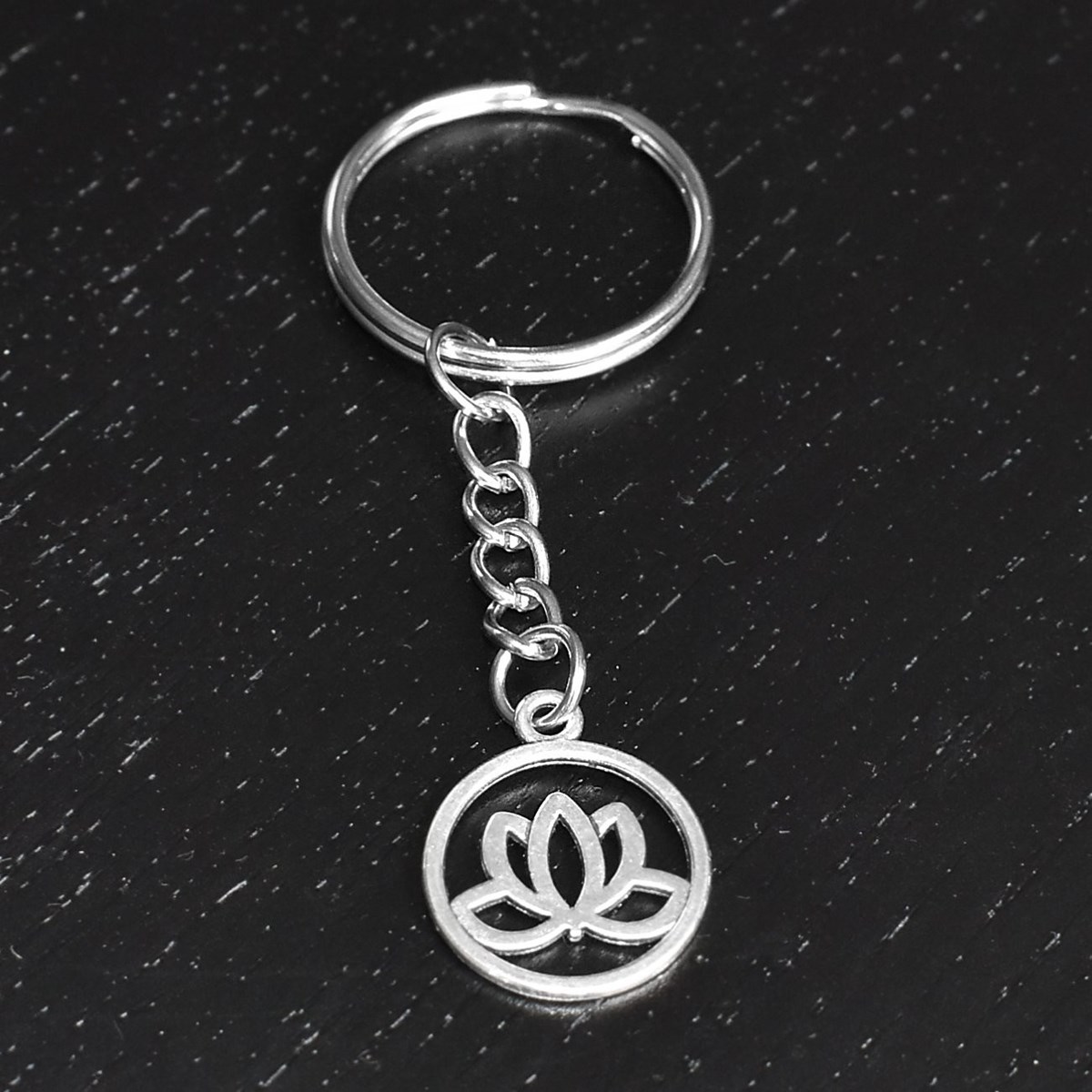 Porte-clés feuille de lotus argenté - vue 4