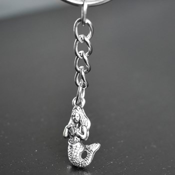 Zilveren zeemeermin sleutelhanger