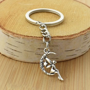 Zilveren fee maanlicht sleutelhanger