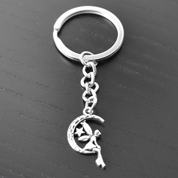 Zilveren fee maanlicht sleutelhanger