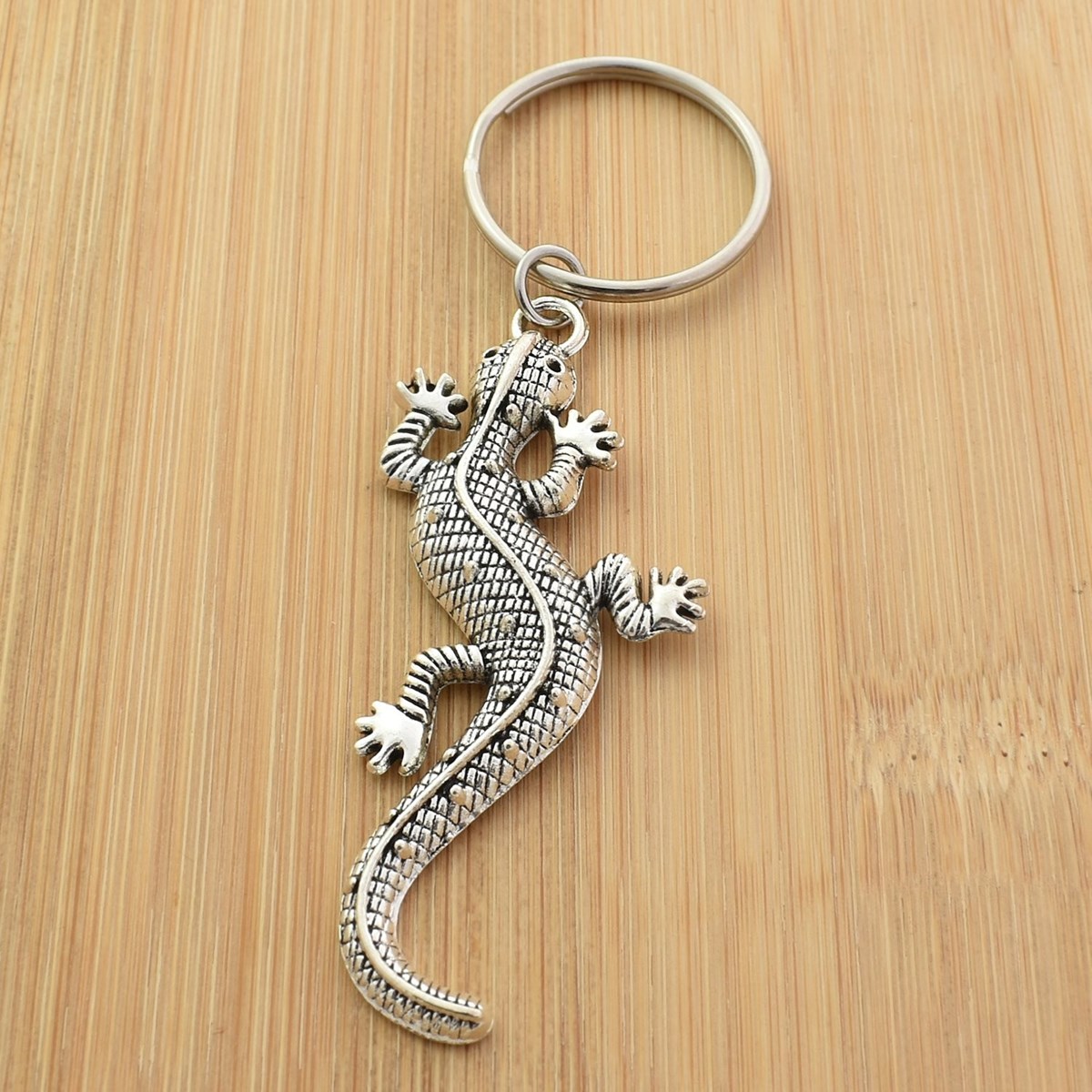 Porte-clés lézard salamandre argenté - vue 2