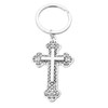 Porte-clés croix chrétienne tréflée argenté - vue V1