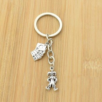 Joker sleutelhanger met zilveren kaartspel