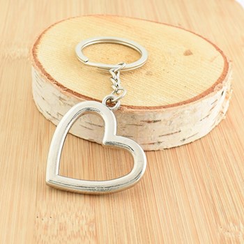 Zilveren opengewerkte hart sleutelhanger