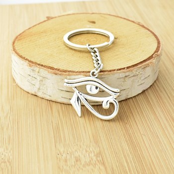 Zilveren Egyptische oog van Horus Oudjat sleutelhanger
