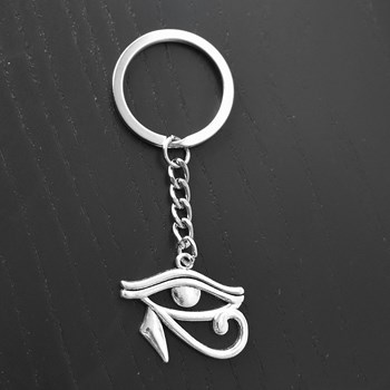 Zilveren Egyptische oog van Horus Oudjat sleutelhanger