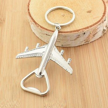 Zilveren flesopener sleutelhanger voor gevechtsvliegtuig