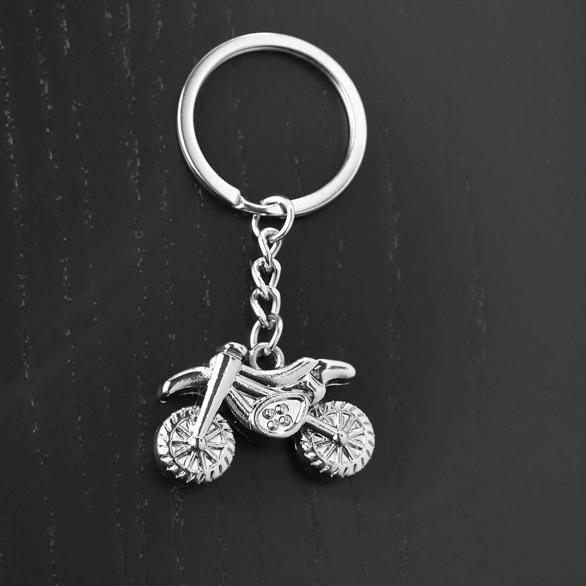 Porte-clés moto cross argentée - vue 4