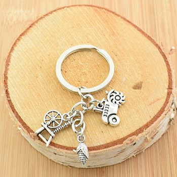 Zilveren boer tuinman sleutelhanger