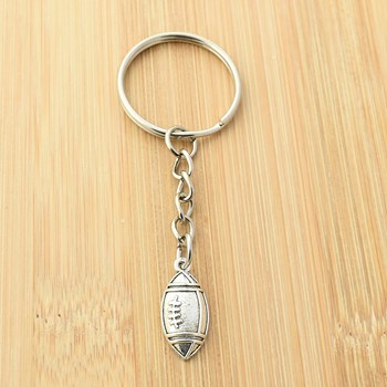 Porte-clés ballon de rugby argenté