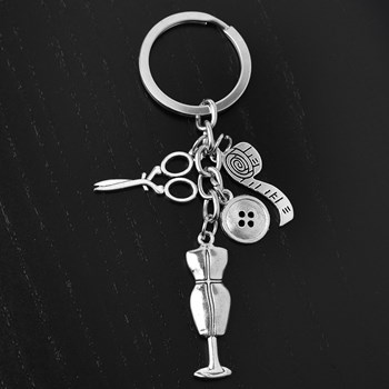 Porte-clés couturière accessoires de couture argenté