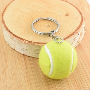 Porte-clés balle de tennis couleur vert et blanc argenté