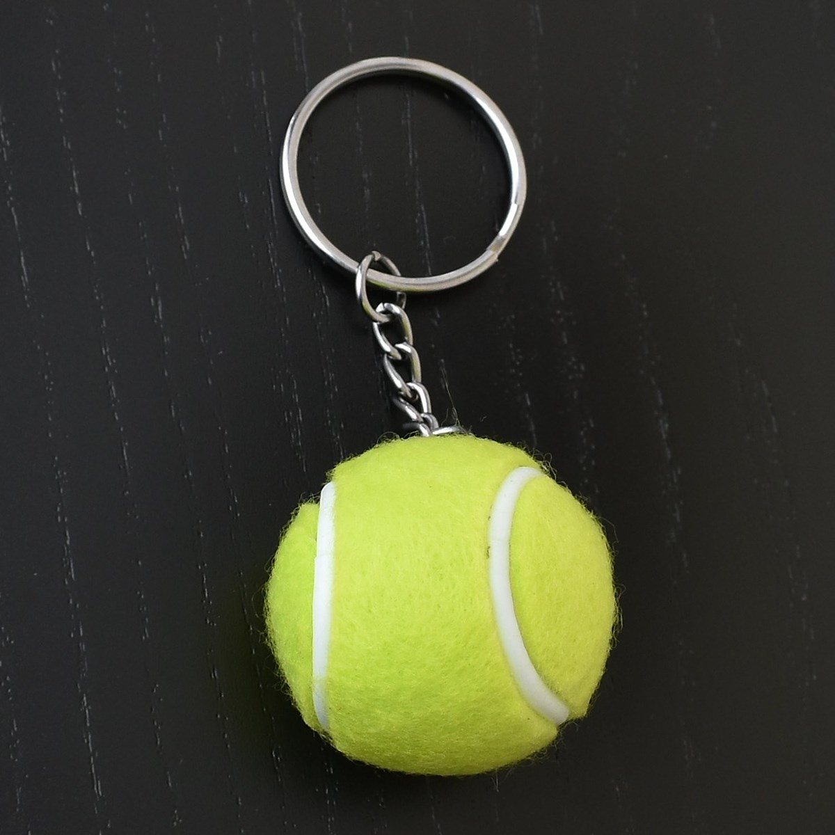 Porte-clés balle de tennis couleur vert et blanc argenté - vue 4
