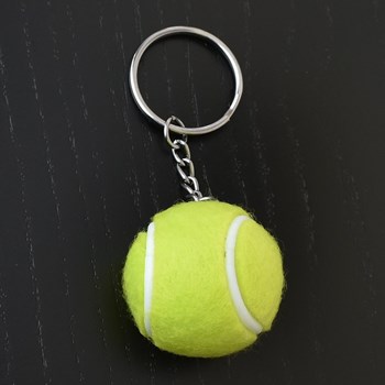Porte-clés balle de tennis couleur vert et blanc argenté