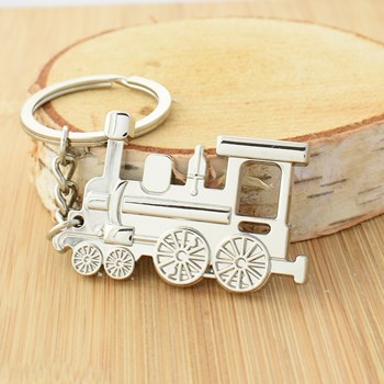 Porte-clés train locomotive à vapeur argenté