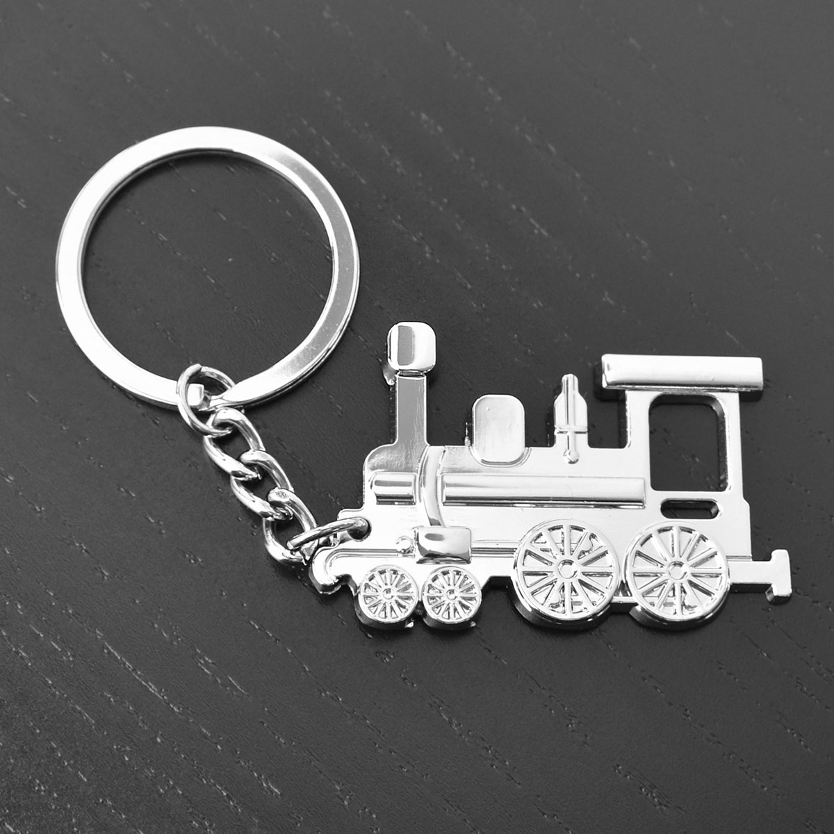 Porte-clés train locomotive à vapeur argenté - vue 4