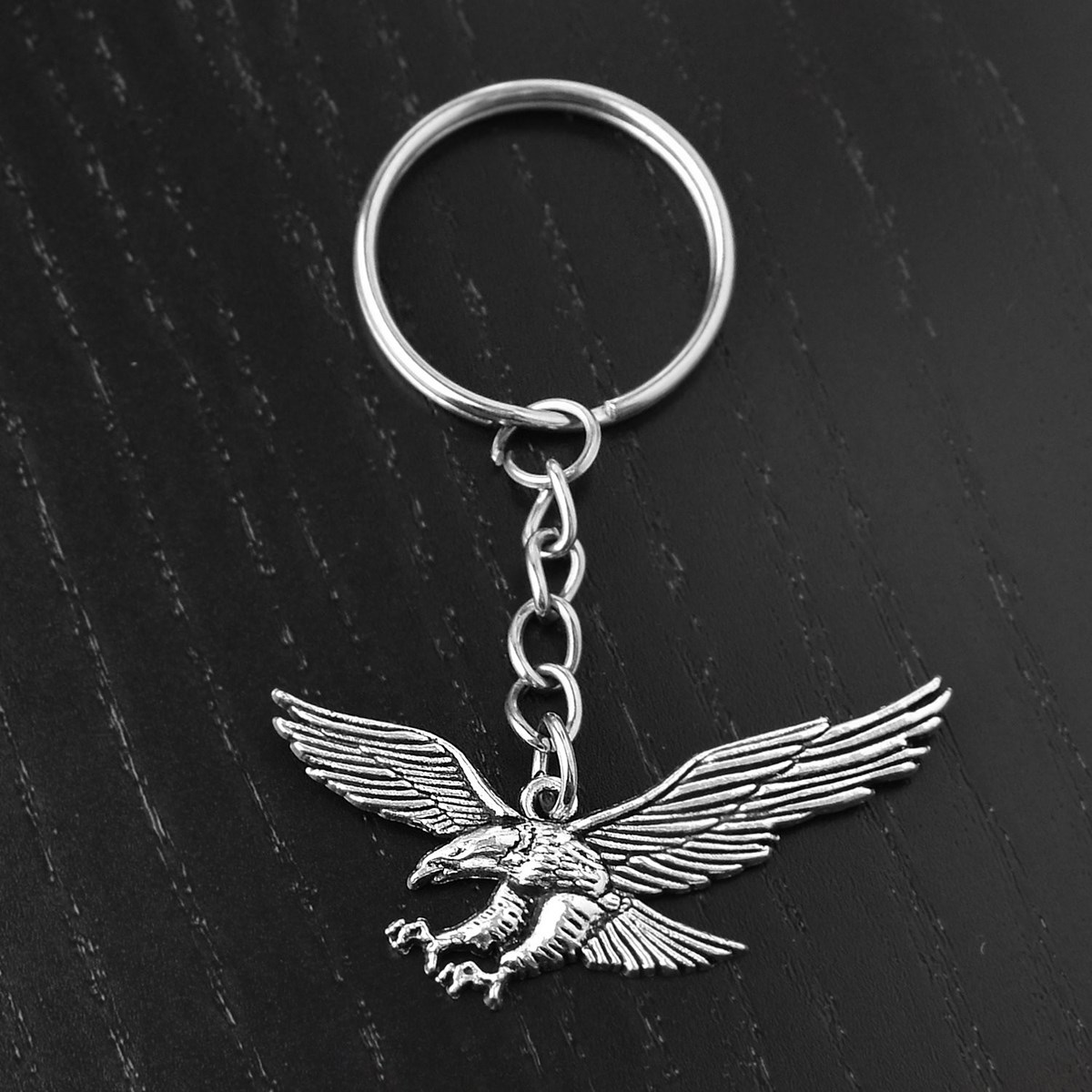Porte-clés aigle royal oiseau ailes ouvertes argenté - vue 4