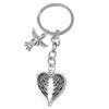 Porte-clés ange et ailes en forme de coeur argenté - vue V1