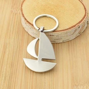 Porte-clés bateau voilier argenté