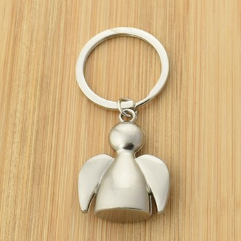 Porte-clés ange argenté avec des ailes