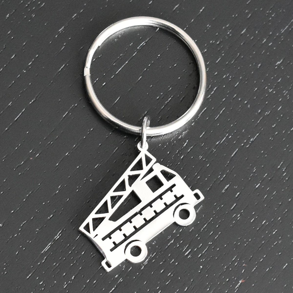 Porte-clés camion de pompier origami acier - vue 4