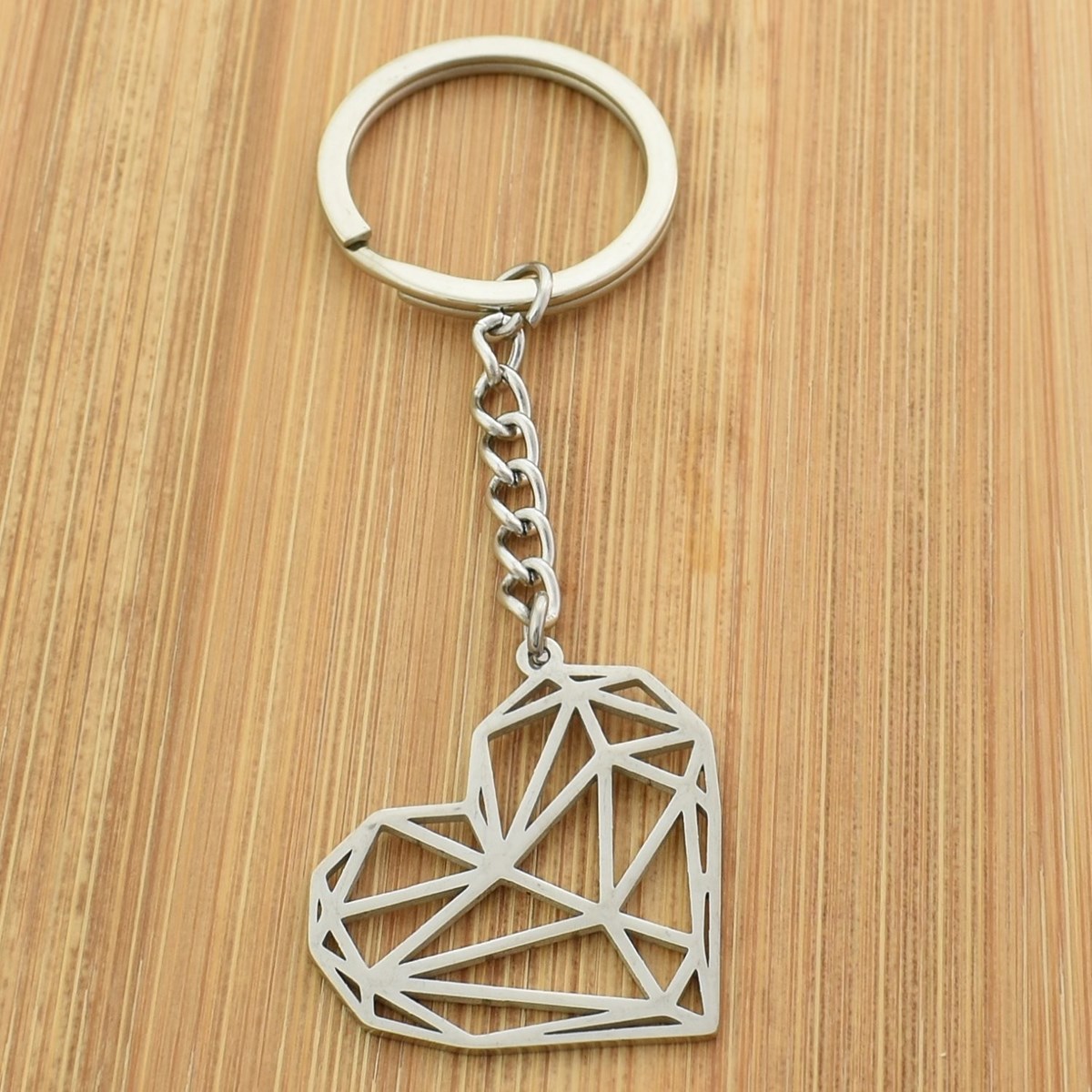 Porte-clés coeur origami acier - vue 2