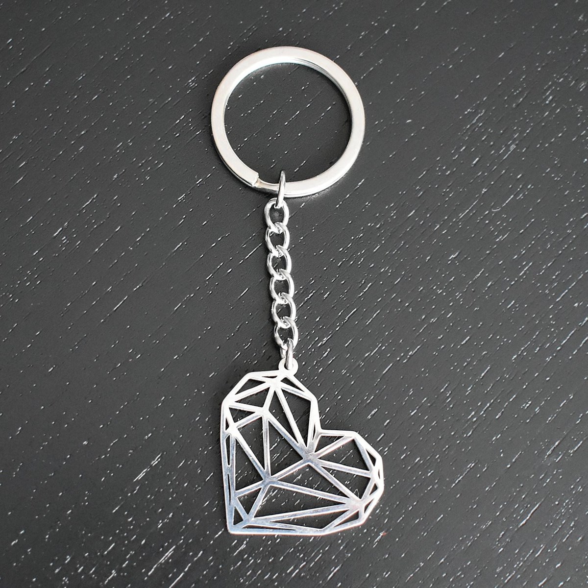 Porte-clés coeur origami acier - vue 4