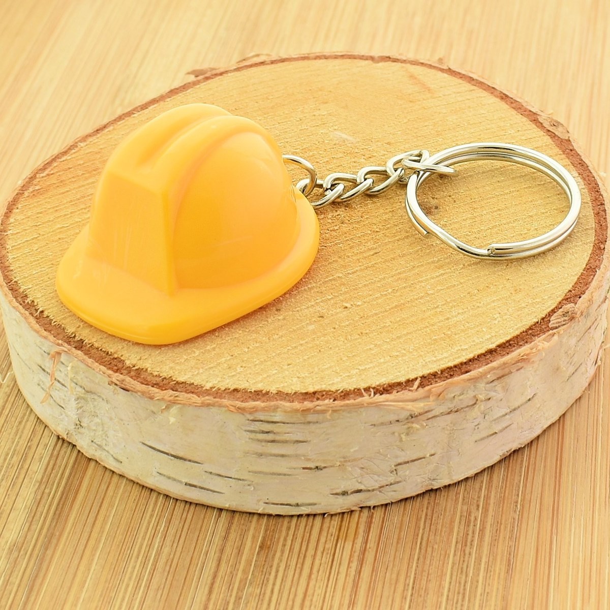 Porte-clés casque de chantier jaune sécurité construction - vue 4