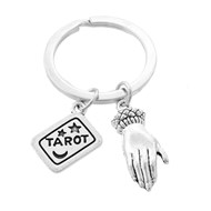 Porte-clés tarot main cartomancie argenté