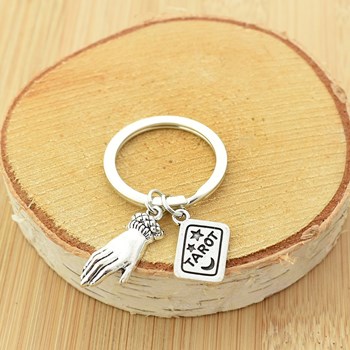 Porte-clés tarot main cartomancie argenté