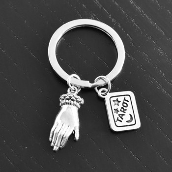 Porte-clés tarot main cartomancie argenté