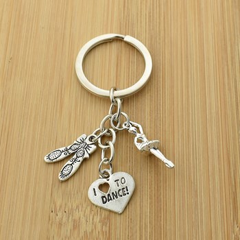 Silver star ballerina key ring