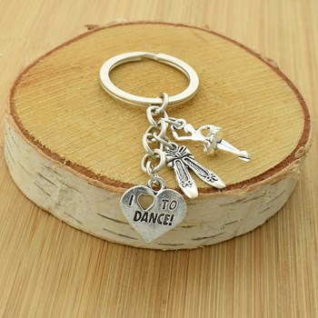 Silver star ballerina key ring