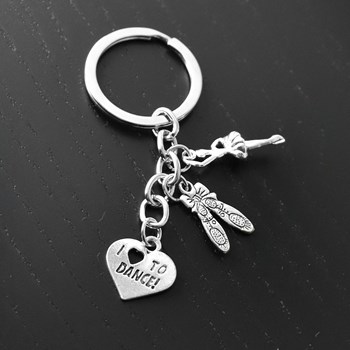 Silver star ballerina key ring