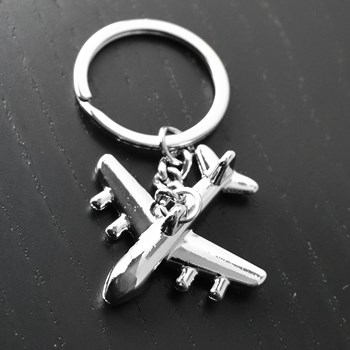 Porte-clés avion de ligne argenté