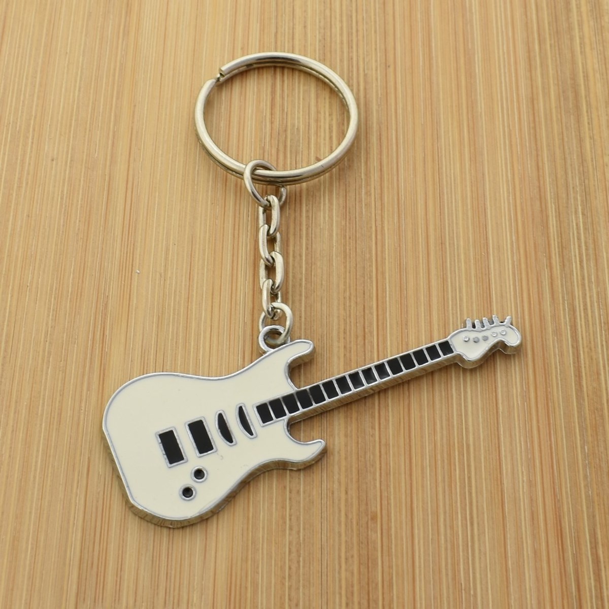 Porte-clés guitare électrique argenté Couleur Blanc - vue 2