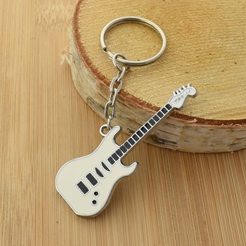 Porte-clés guitare électrique argenté Couleur Blanc