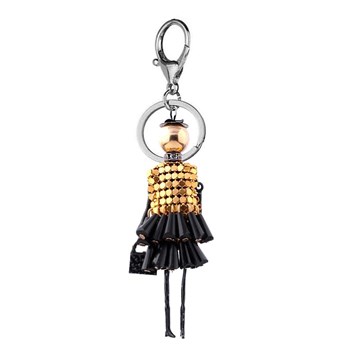 Porte-clés bijou de sac poupée mode articulée avec une jolie robe Couleur Doré