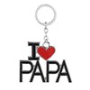 Porte-clés argenté I love Papa coeur rouge pour les pères - vue V1