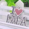 Porte-clés argenté I love Papa coeur rouge pour les pères - vue V4