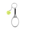 Porte-clés raquette fil de nylon et balle de tennis verte argenté - vue V1