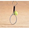 Porte-clés raquette fil de nylon et balle de tennis verte argenté - vue V3