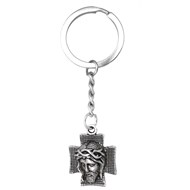 Porte-clés crucifix Jésus Christ argenté