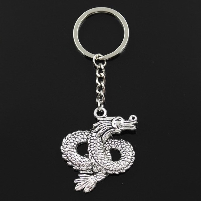 Porte-clés dragon argenté - vue 3